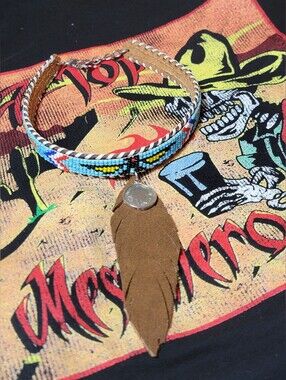 Thinderbird Choker Necklace / Feather & Indian Head Nickle Pendant Artisian